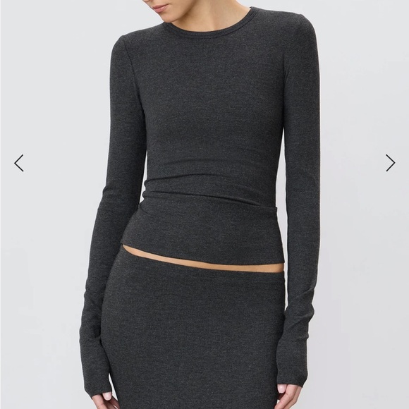 Eterne Tops - Eterne Loungewear Set Pants And Long-Sleeve T-Shirt Size M Heather Charcoal Grey